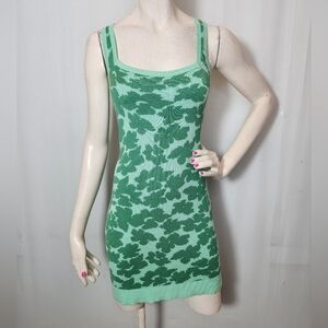 Anthropologie 🧶 Green Floral Knit Dress Sz. S